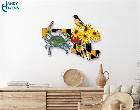 Maryland State Metal Sign/home Decor/maryland State Flower/housewarming Gift/maryland Blue Crab ...