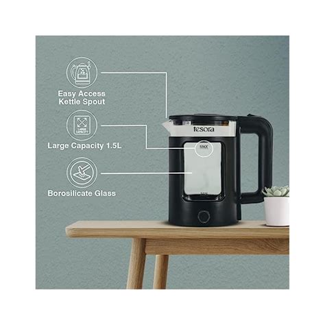 Tesora Electric Borosilicate Glass Kettle | Black – Infinia Home and ...