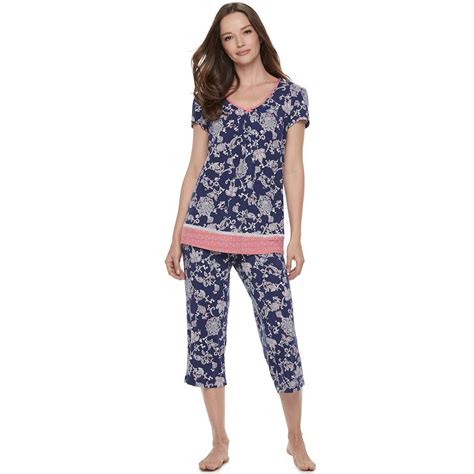 Women's Croft & Barrow® Pajamas: V-Neck Sleep Tee & Capris 2-Piece PJ ...