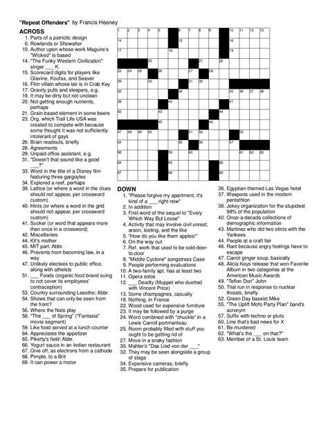 Merl Reagle Printable Crossword Puzzles