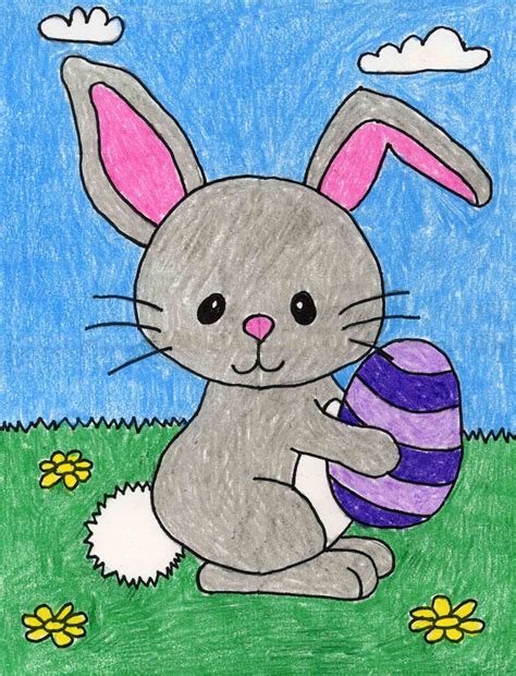 How to Draw the Easter Bunny: Easy Step-by-Step Art Lesson for Kids ...