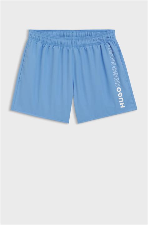 HUGO - Swim shorts with repeat logos - Blue