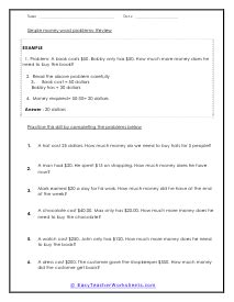Money Math Word Problems Worksheets 的图像结果