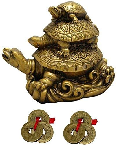 Buy GJ Polyresin Feng Shui 3 Tortoise with 2 Lucky Coins for Good Luck ...