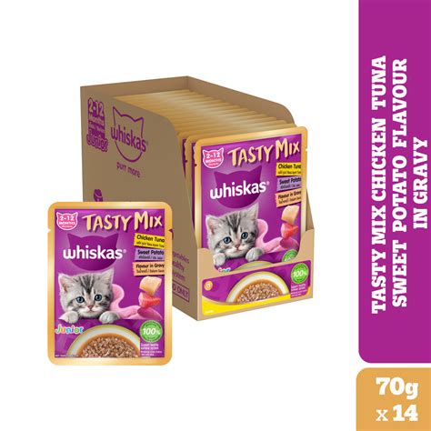 Whiskas Tasty Mix Chicken Tuna with Sweet Potato Kitten Cat Wet Food ...
