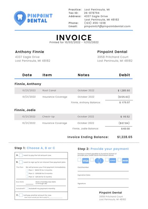 Free Printable Dental Invoice Template