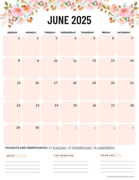 June 2025 Calendar Printable Excel