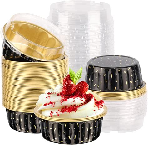 Amazon.com: 120 Pcs Aluminum Foil Baking Cups Mini Cake Pans with Lids ...
