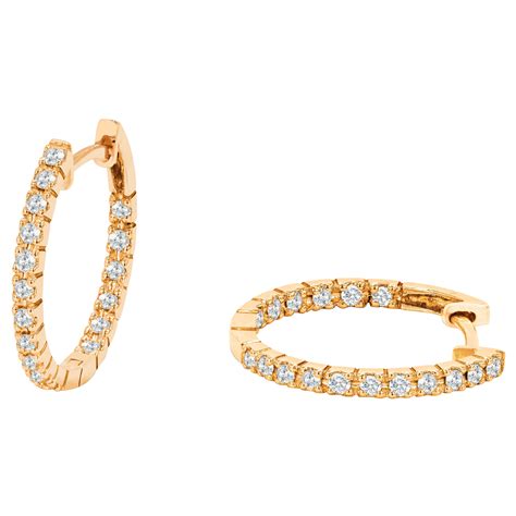 Diamond Gold Huggie Hoop Earrings at 1stDibs