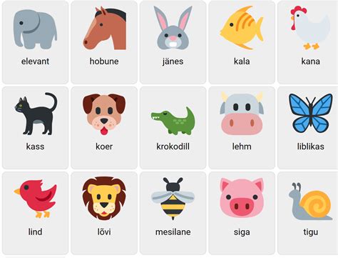 Animals in Estonian - Vocabulary Game - Ekvis.com