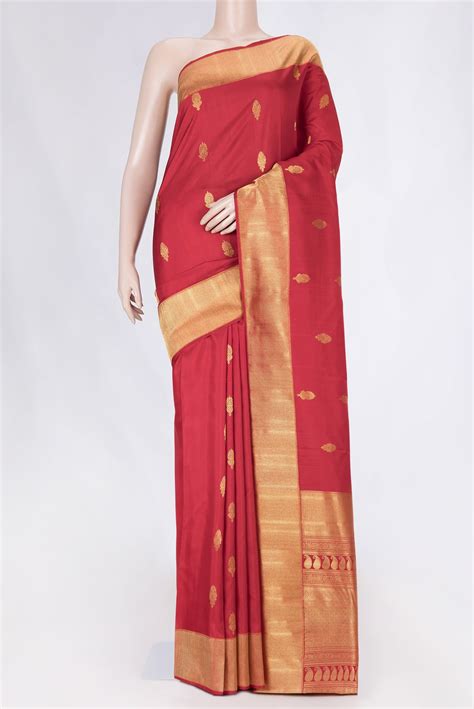 Buy Pure Silk Pure Zari Red Dual Tone Kanchipuram Saree Online – Nalli ...