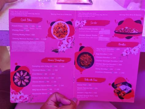 Menu at Balcony Café, Guwahati