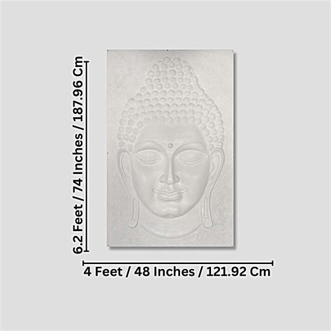 6X4 Feet Buddha Face Relief Mural Wall Art | Golden, Bronze, White | O