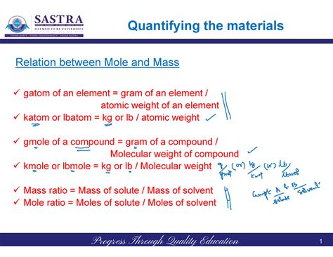 CHE101-lect 9 - process calculations notes - gatom of an element = gram ...