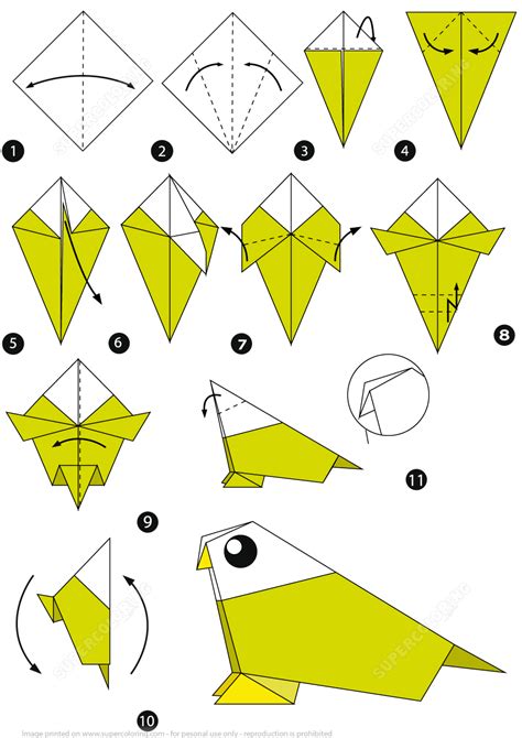 How to Make an Origami Bird Step by Step Instructions | Free Printable ...