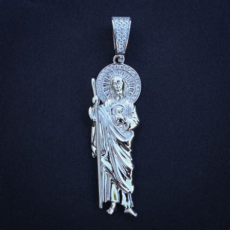 Sterling silver Saint Jude Pendant and necklace / San Judas Tadeo de ...