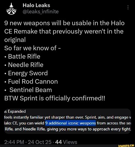Halo Leaks @leaks infinite 9 new weapons will be usable in the Halo CE Remake that previously ...