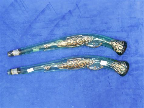 Lot - PAIR OF VINTAGE ITALIAN WINE RIFLE SHAPED DECANTER BOTTLES