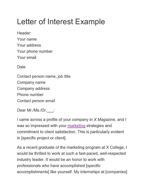 30 Editable Letter of Interest for a Job Templates - TemplateArchive