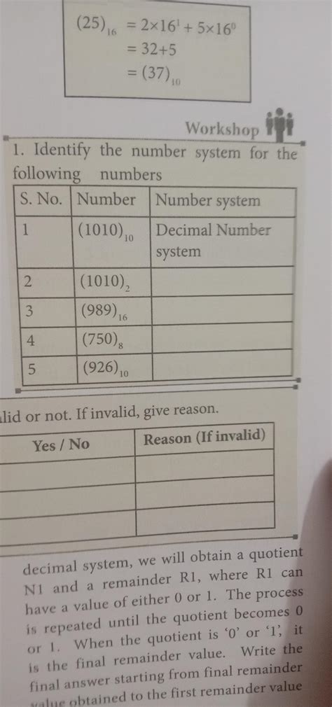 Identify the number system for the following numbers workshop - Brainly.in