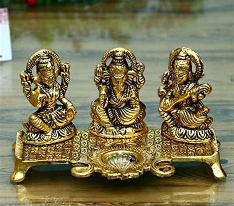 Buy CHHARIYA Crafts Laxmi Ganesh Saraswati with Diya Decorative ...