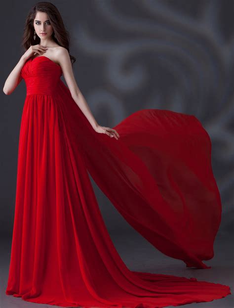 Red One Shoulder Ruched Photoshoot Gown With Trail – ShObO