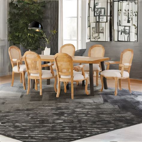 Premium Rattan Solid Wood 6 Seater Dining Table Set – Homes of Rajasthan