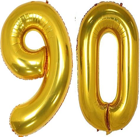 Amazon.com: 40inch Gold Foil 90 Helium Jumbo Digital Number Balloons ...