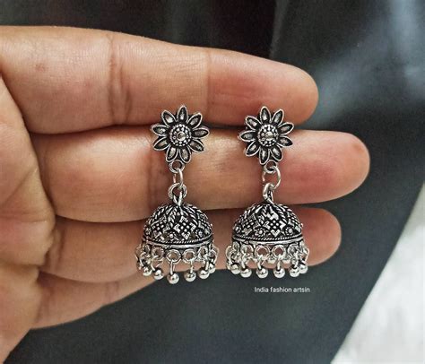 New Traditional Oxidized Jhumka Earrings/ethnic Jhumkas Earrings ...