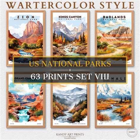 63 US National Park Prints National Park Poster Travel Wall - Etsy