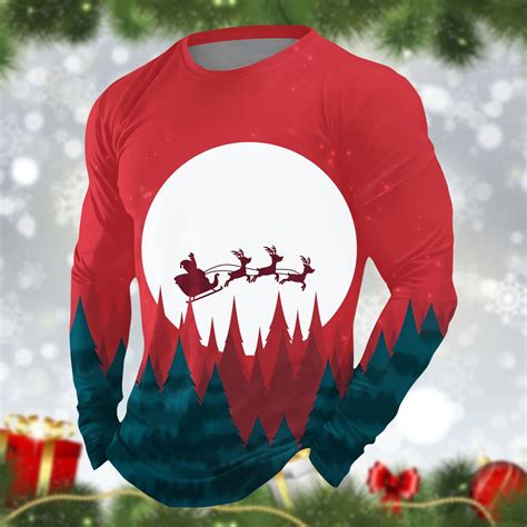 Obersheen Long Sleeve Christmas Shirts for Men: Merry Christmas Shirts ...