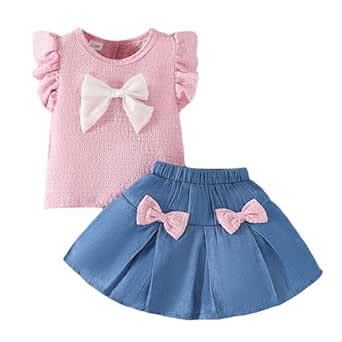 Buy Hopscotch Baby Girls Embellished Print Short Sleeves Pink Skirt set ...