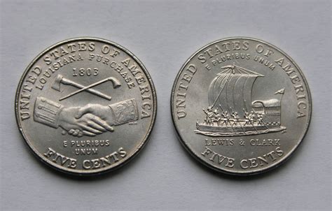 Nickels commemorating Louisiana Purchase and Lewis and Clark Expedition ...