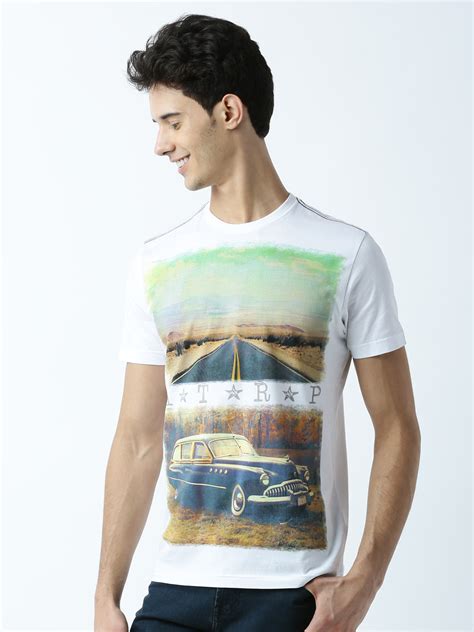 Huetrap Mens Printed White Short Sleeve Round Neck Fairtrade T-Shirt ...