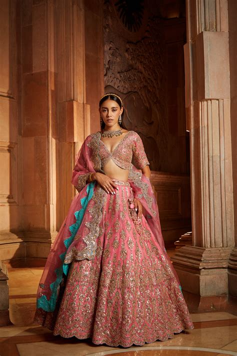 Rose Pink Organza Lehenga Choli Dupatta Set – Nitika Gujral