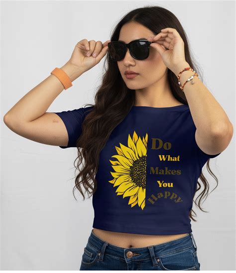 Crop Top With "Do What Makes You Happy" Print - RoMan Creations