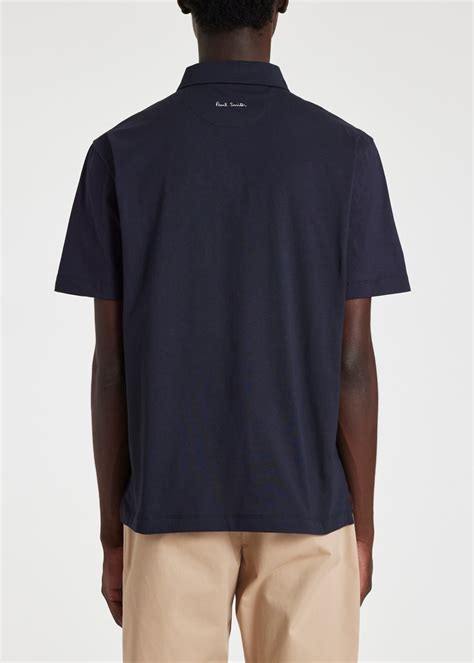 Men's Navy Jersey Polo Shirt with 'Artist Stripe' Tab