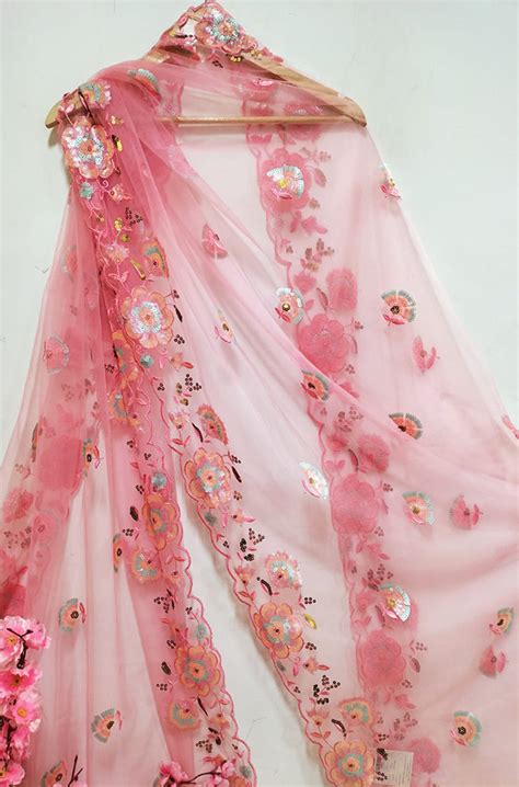 Pink Trendy Net Sequence Work Dupatta