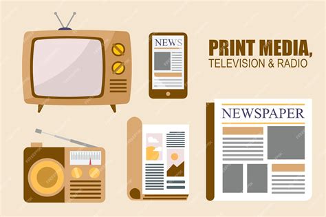 Premium Vector | Print media television and radio