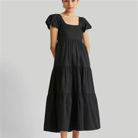 Puff Sleeve Tiered Maxi Dress in Black – Reistor