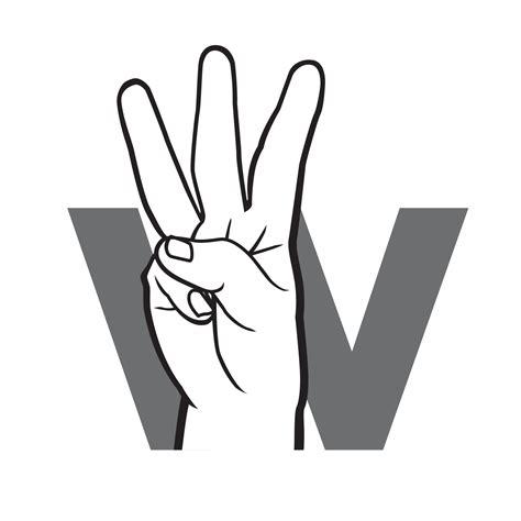 Hand sign language alphabet Letter W Vector Illustration. 3228477 ...