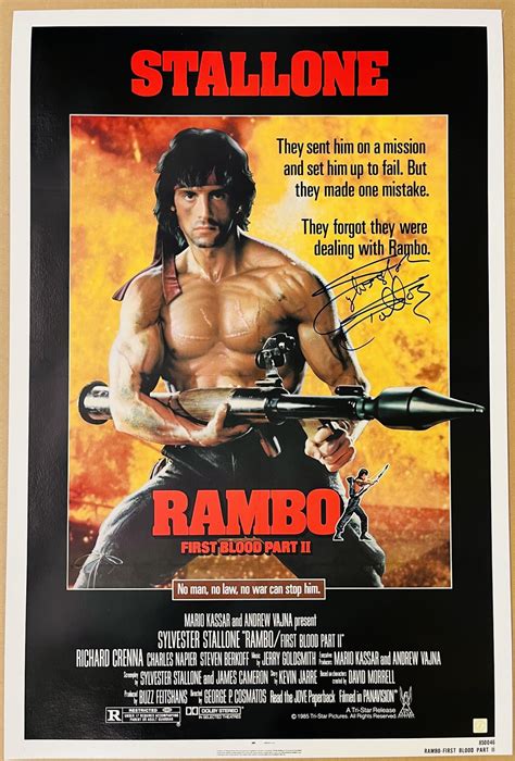 Lot Detail - Sylvester Stallone “Rambo II” Signed Original Full-Sized ...