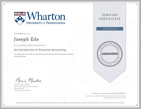 Wharton University - Accounting - JEDE Certificate | PDF