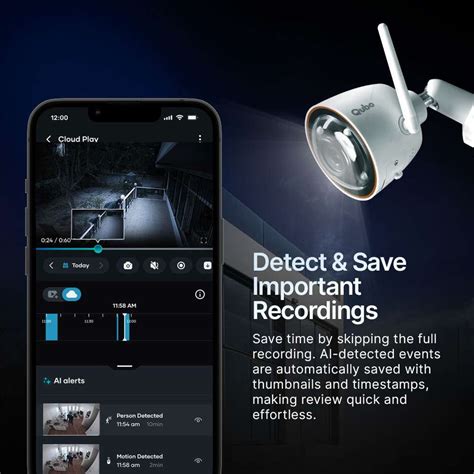 Qubo Smart 2K WiFi Bullet Cam|3MP|AI Alert, Alarm, Spotlight|Color ...
