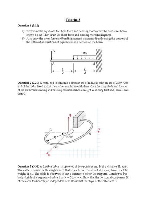 Tutorial 3 - Tutorial 3 Question 1 (3) a) Determine the equations for ...