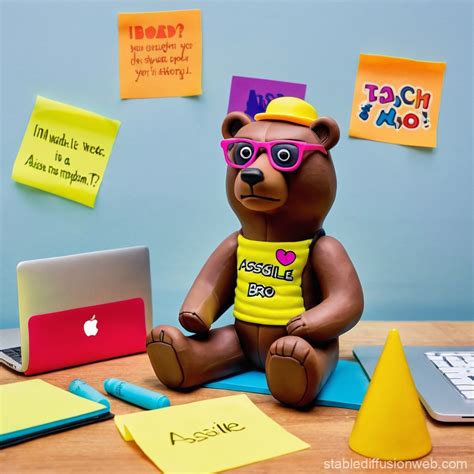 a bear wearing hipster tech bro clothing sitting in fron of a laptop ...