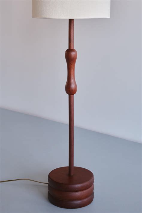 Organic Modern Floor / Table Lamp in Solid Teak Wood, Sweden, 1950s For ...