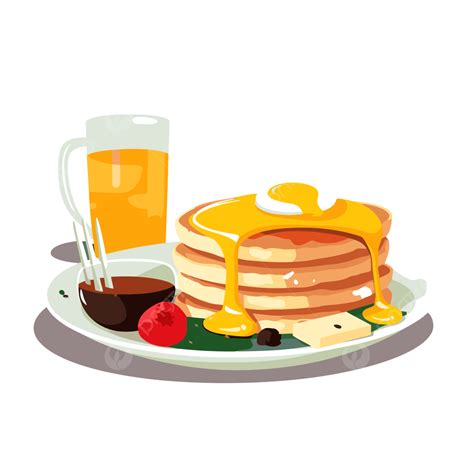 Free Breakfast Clipart Pancakes And Drinks Are On The Plate In Front Of ...