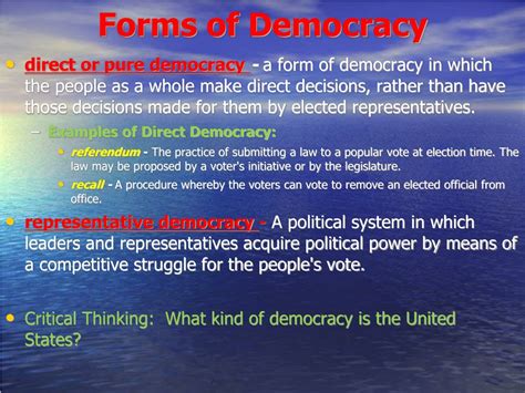 Pure Democracy Examples