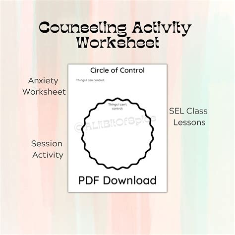 Circle of Control Worksheet, Social Emotional Learning Activity, SEL ...